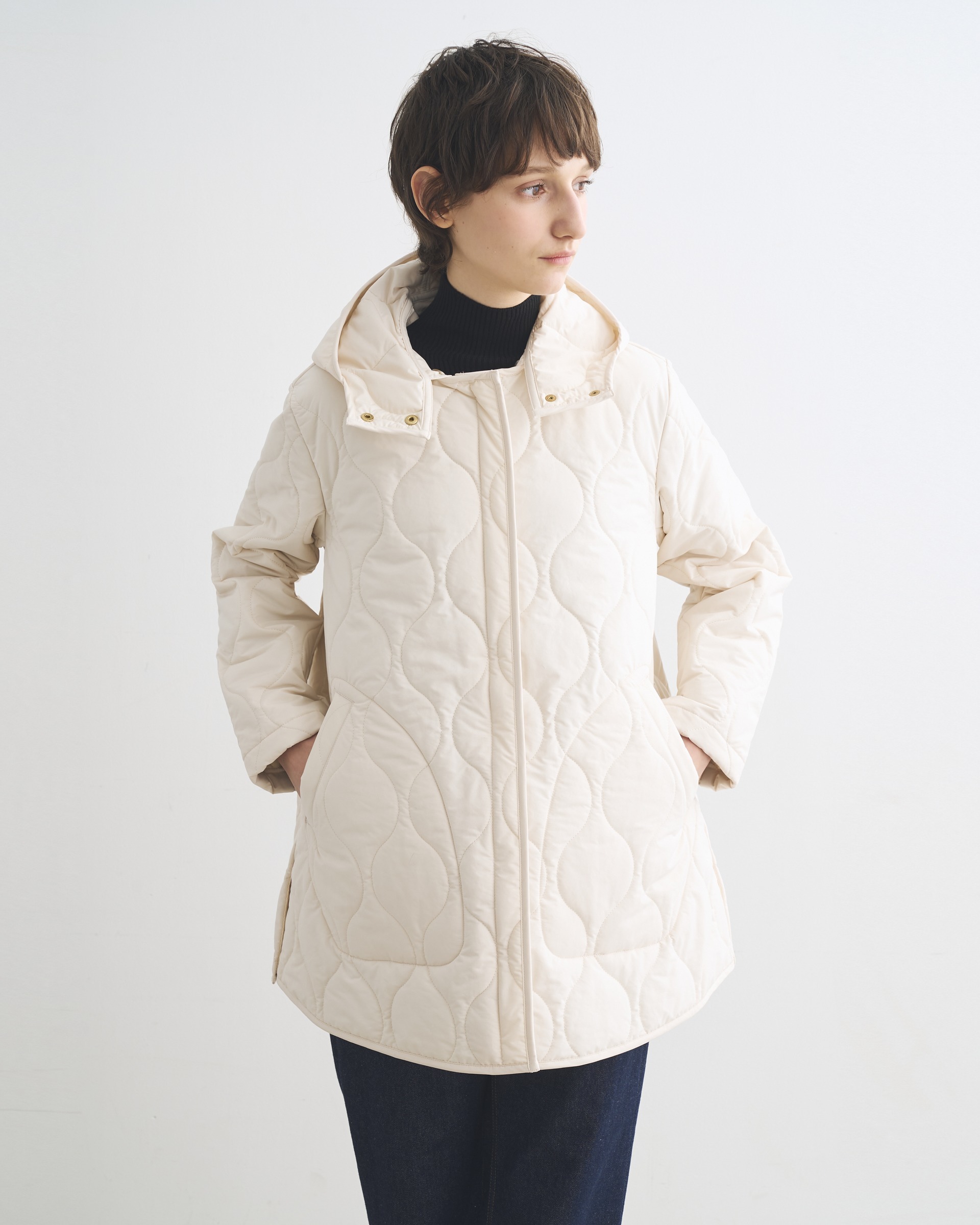 ARKLEY ZIP MIDDLE HOOD アークリー ジップ ミドル フード｜アイボリー ...